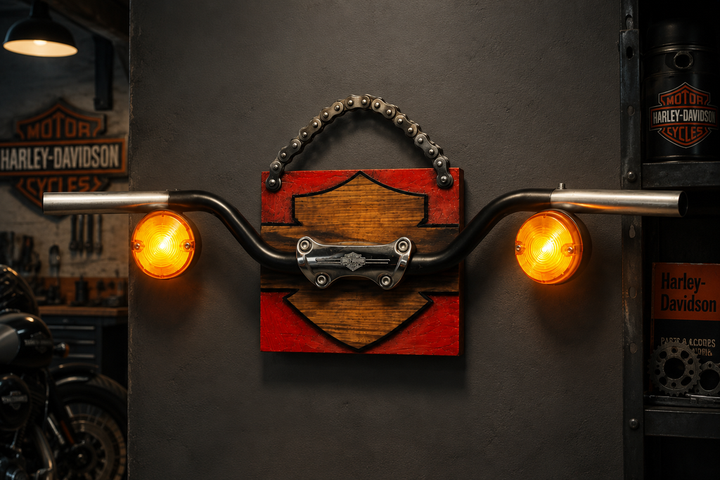 Lámpara de Pared Artesanal con Manillar e Intermitentes Harley-Davidson